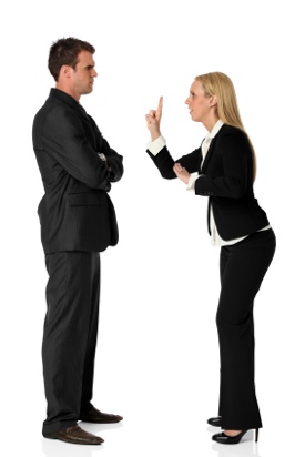 business man and woman arguing